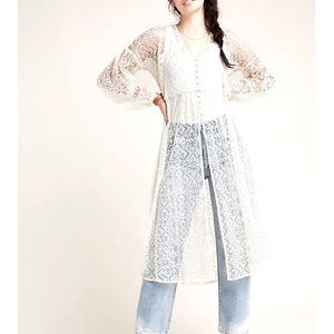 MAEVE by Anthropologie lace duster in Ivory